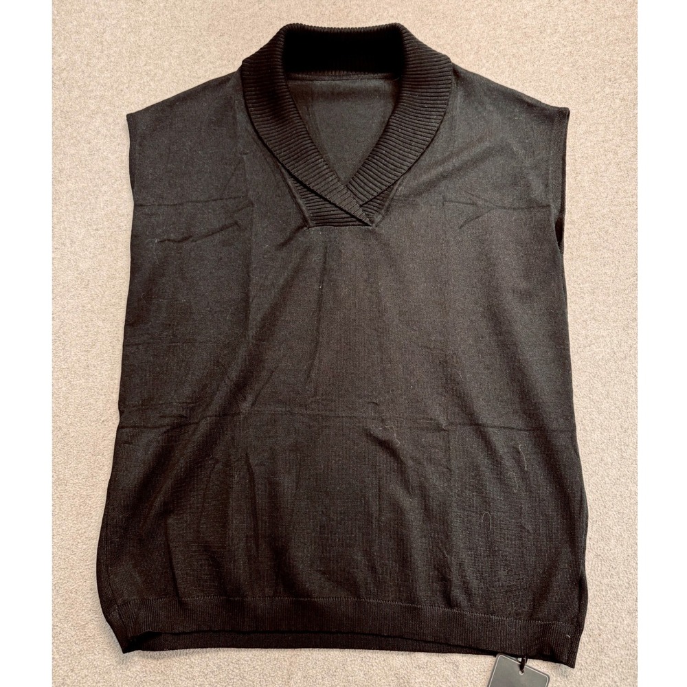 Ivicoer Sweater Vest Womens S Black Ribbed Shawl V Neck Knit Sleeveless Top Work